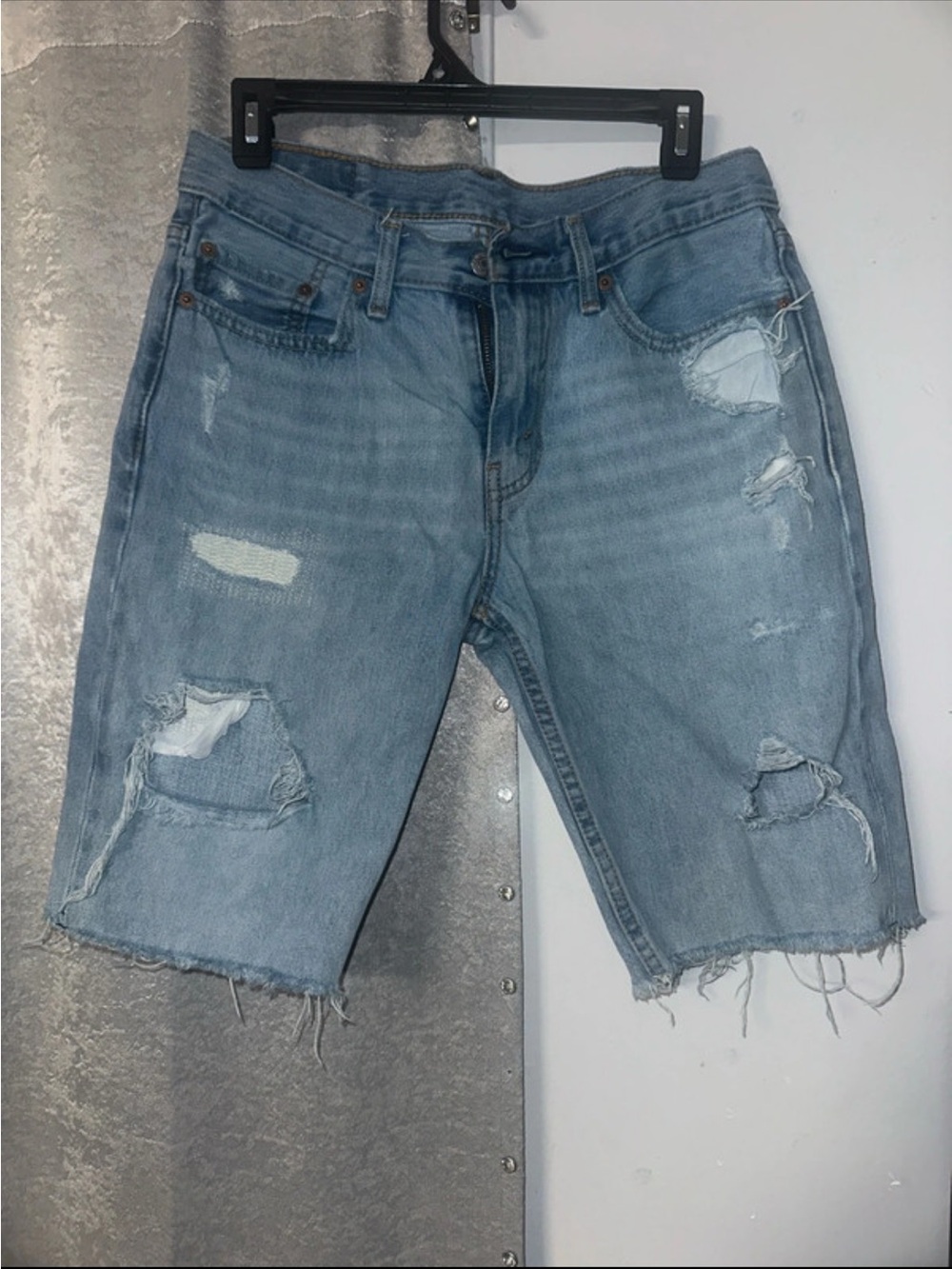 Light Blue Distressed Men's Jean Shorts